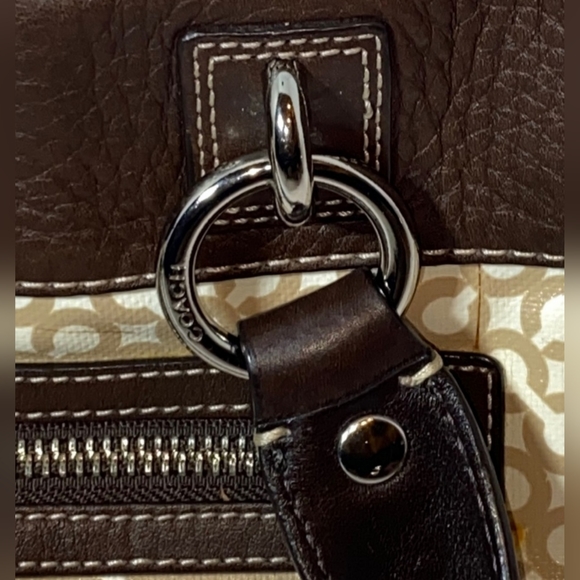 🏖️ Coach Penelope Op Art Brown & Cream Leather & Coated Canvas - Picture 8 of 13